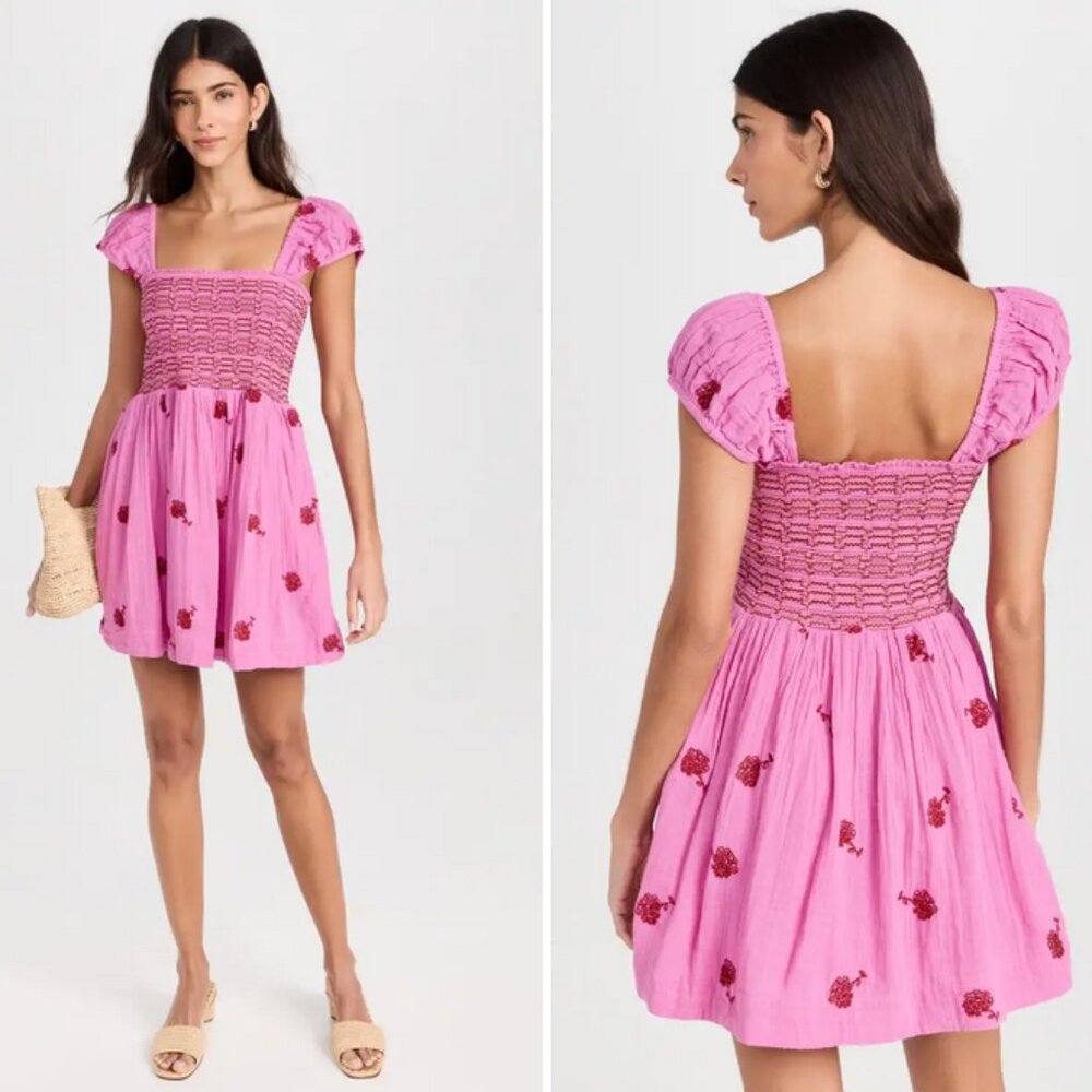 NWT Free People Tory Embroidered Mini Dress, XS